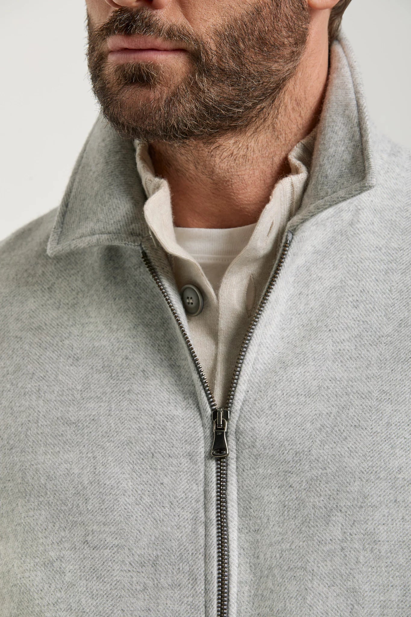 men pini parma light grey bomber with herringone made in italy in wool