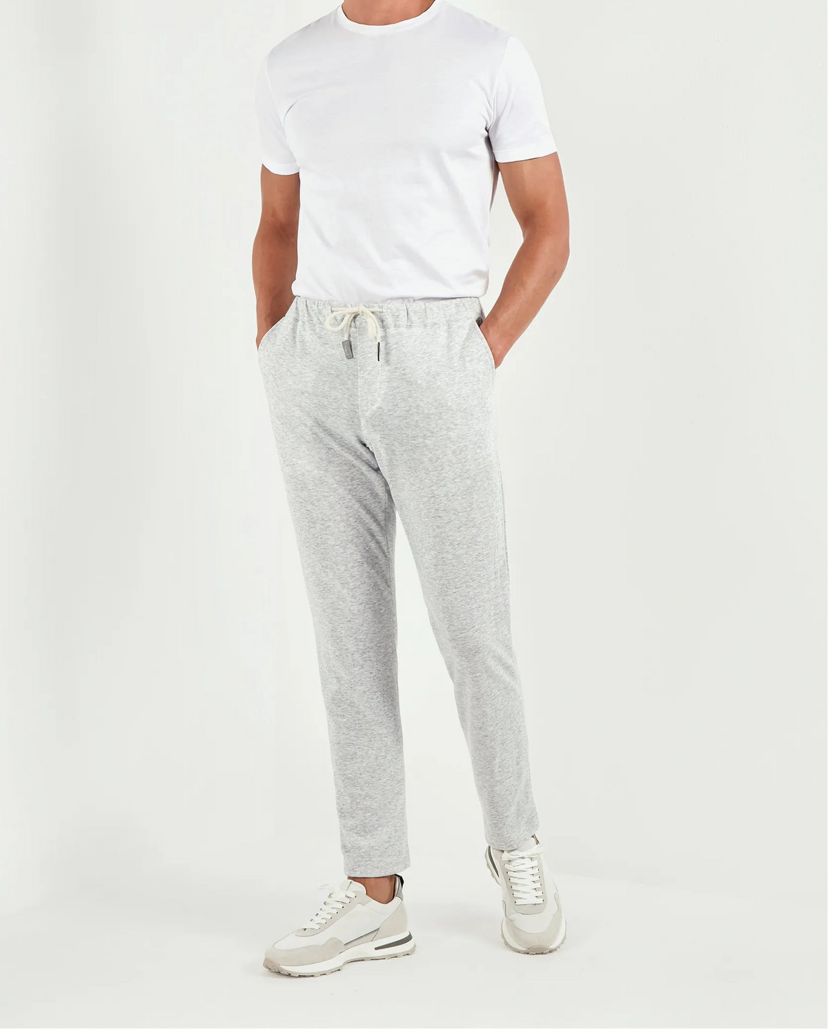 Pini Parma Men made in italy jersey light grey jogger pants casual