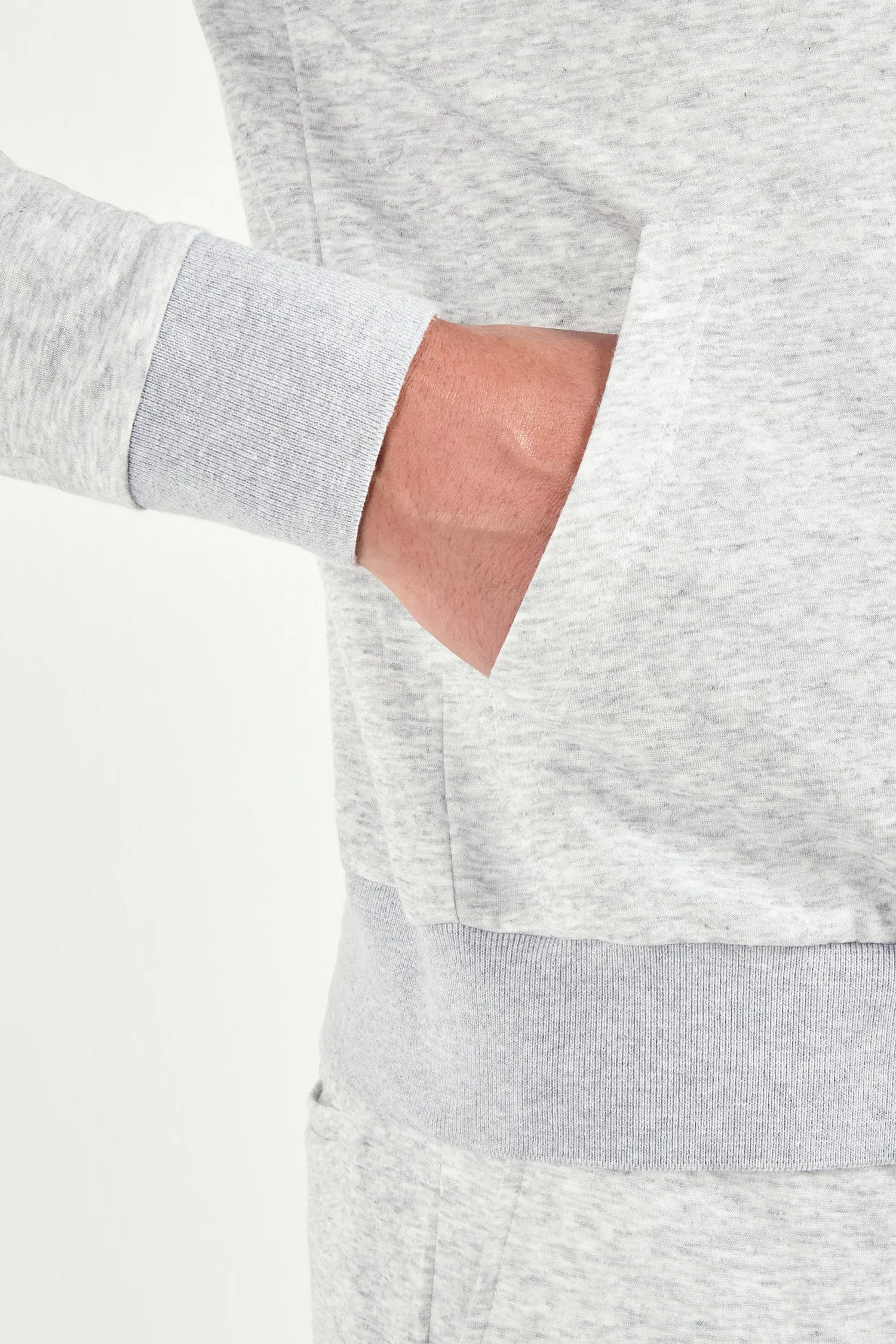 Hoodie zippé en jersey gris clair - Made in Italy