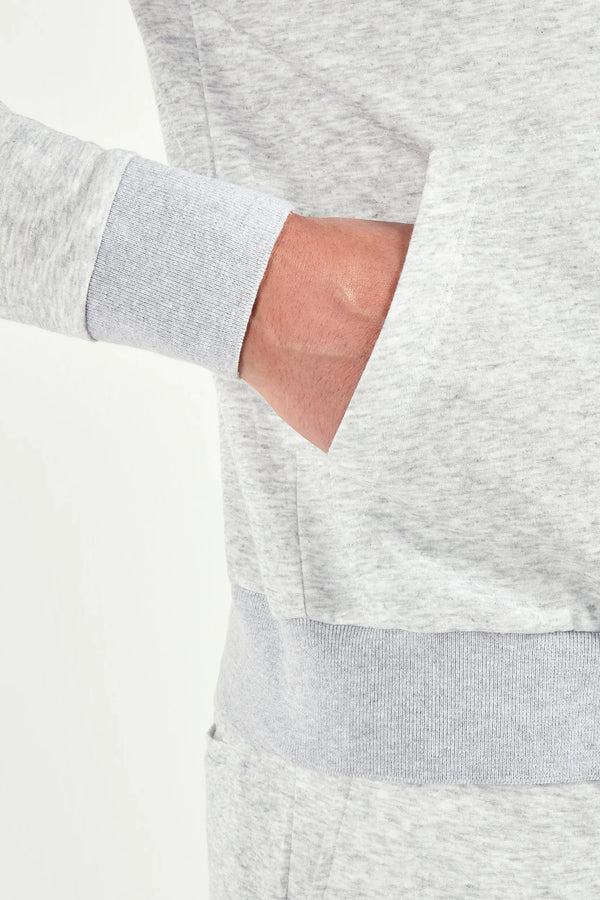 Felpa con cappuccio in jersey grigio chiaro con zip - Made in Italy