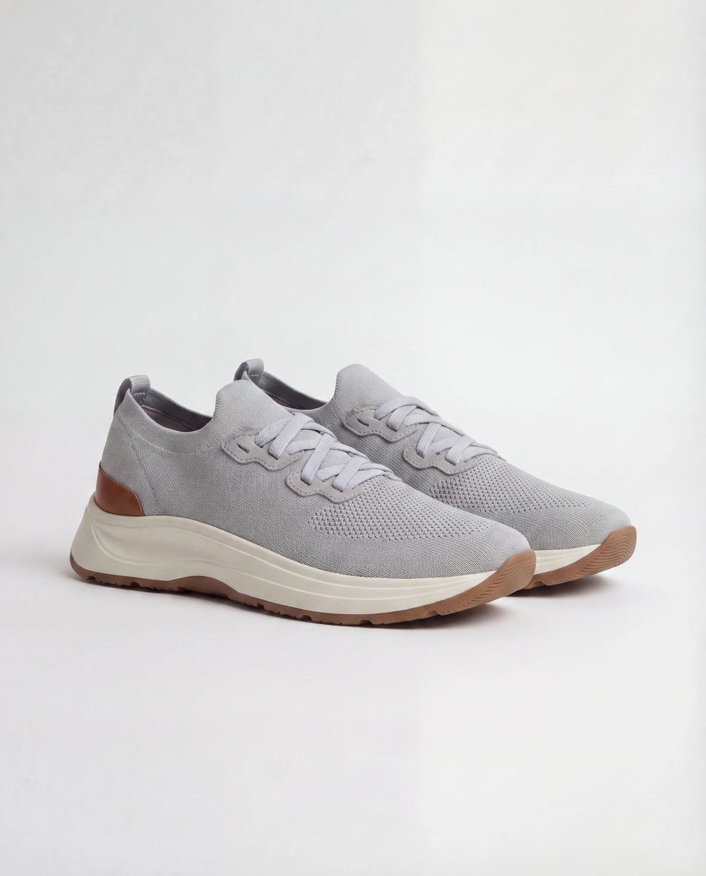 Men Pini Parma light grey knitted sneakers made in Italy by Gran Sasso