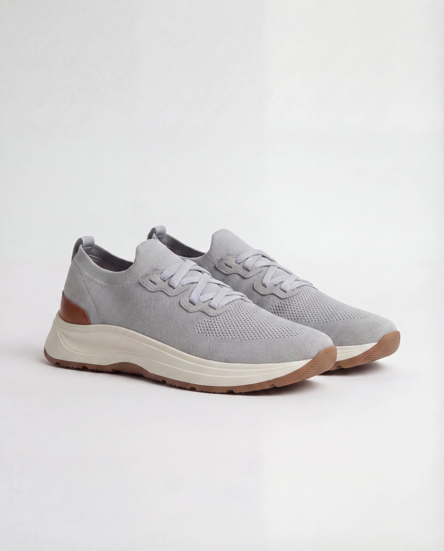 Men Pini Parma light grey knitted sneakers made in Italy by Gran Sasso