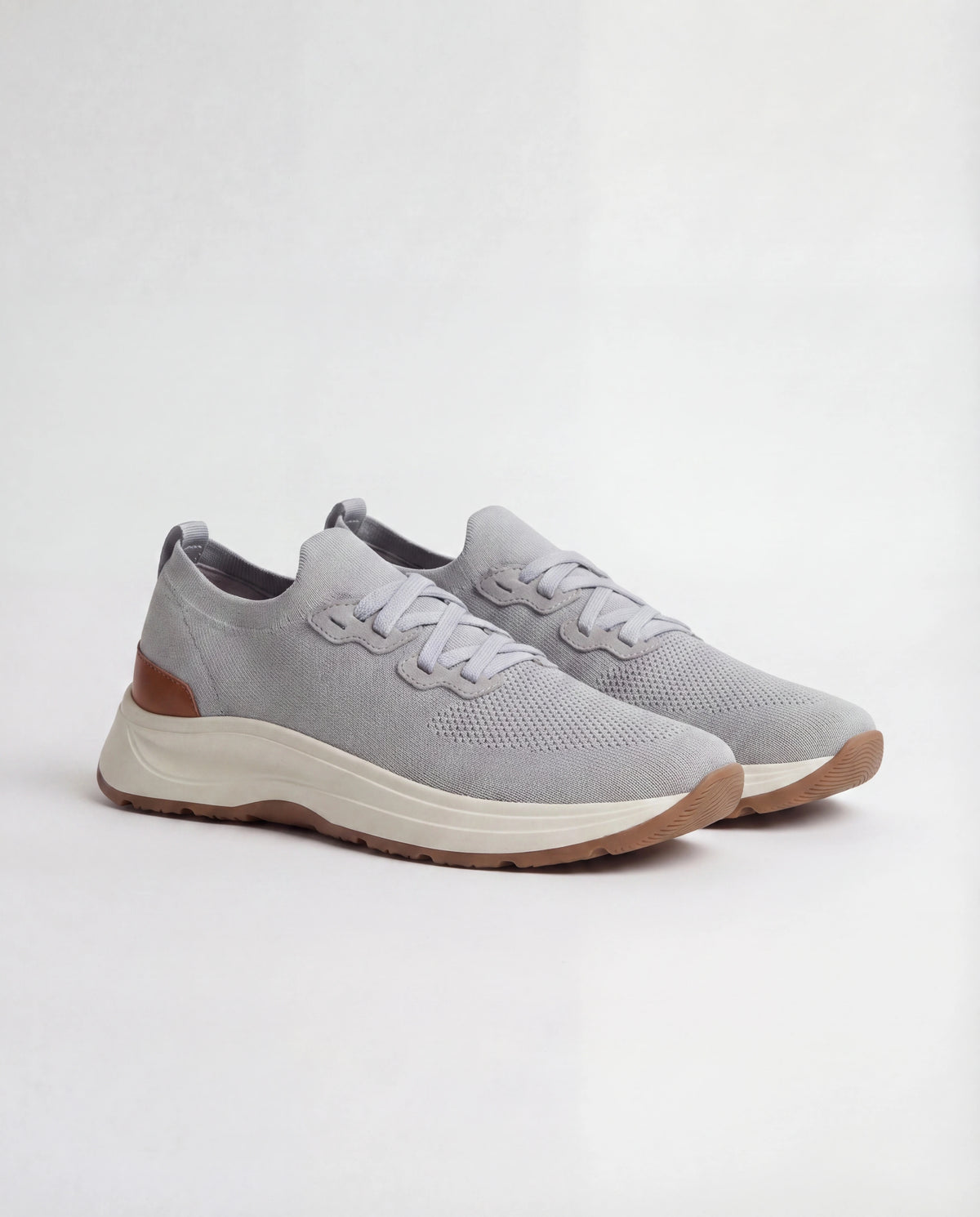 Men Pini Parma light grey knitted sneakers made in Italy by Gran Sasso