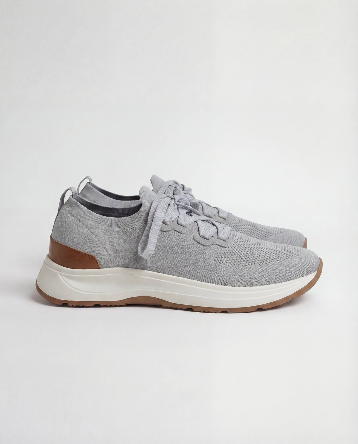 Men Pini Parma light grey knitted sneakers made in Italy by Gran Sasso