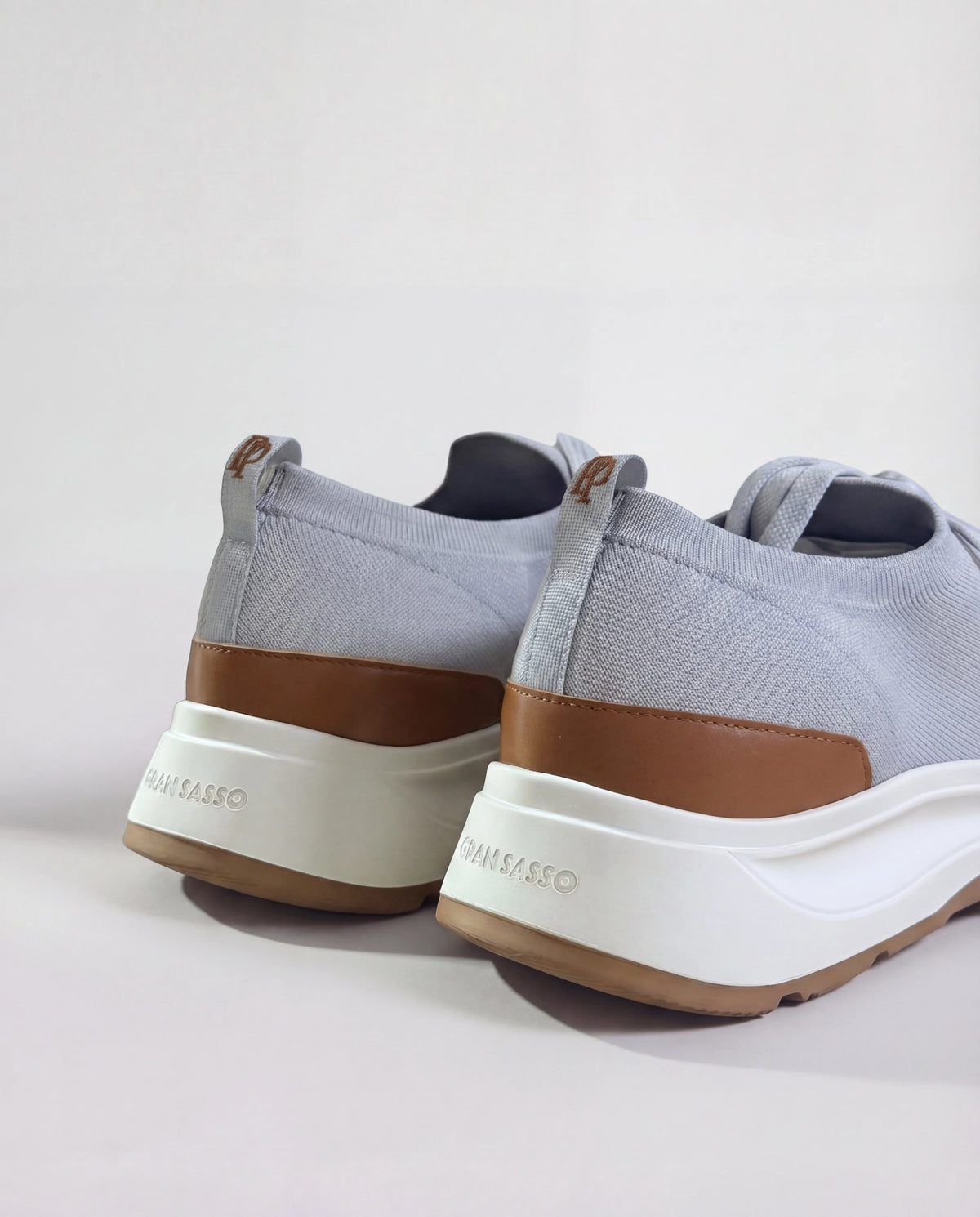 Men Pini Parma light grey knitted sneakers made in Italy by Gran Sasso