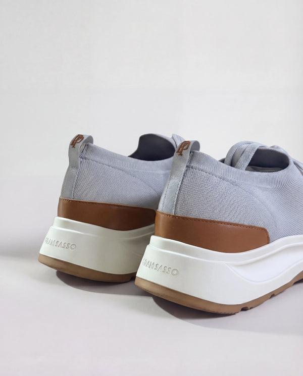 Men Pini Parma light grey knitted sneakers made in Italy by Gran Sasso