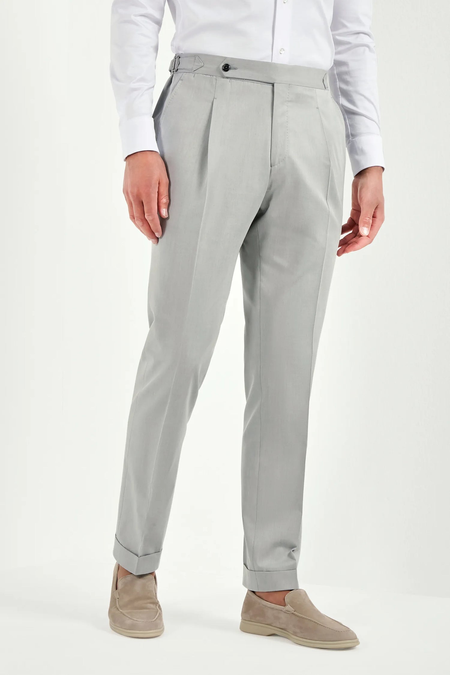 Men Pini Parma light grey trousers made in Italy in wool and cotton 