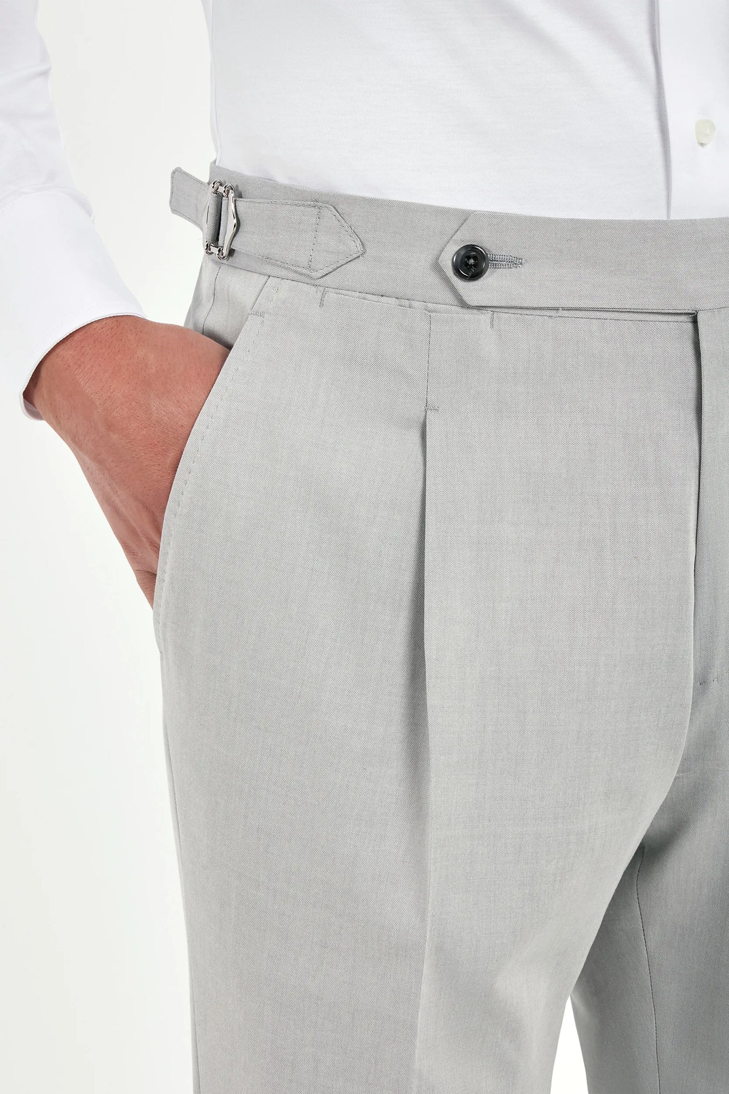 Men Pini Parma light grey trousers made in Italy in wool and cotton 