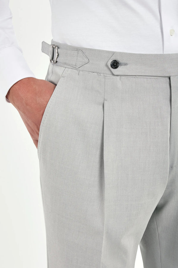 Men Pini Parma light grey trousers made in Italy in wool and cotton 