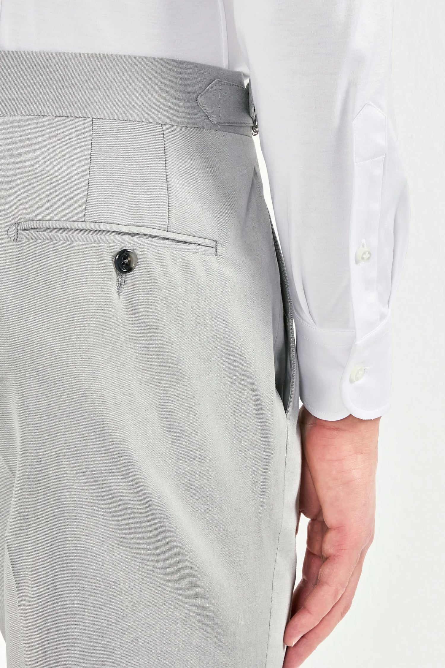 Men Pini Parma light grey trousers made in Italy in wool and cotton 