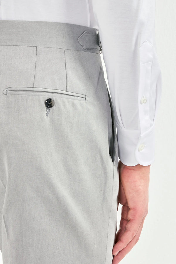 Men Pini Parma light grey trousers made in Italy in wool and cotton 