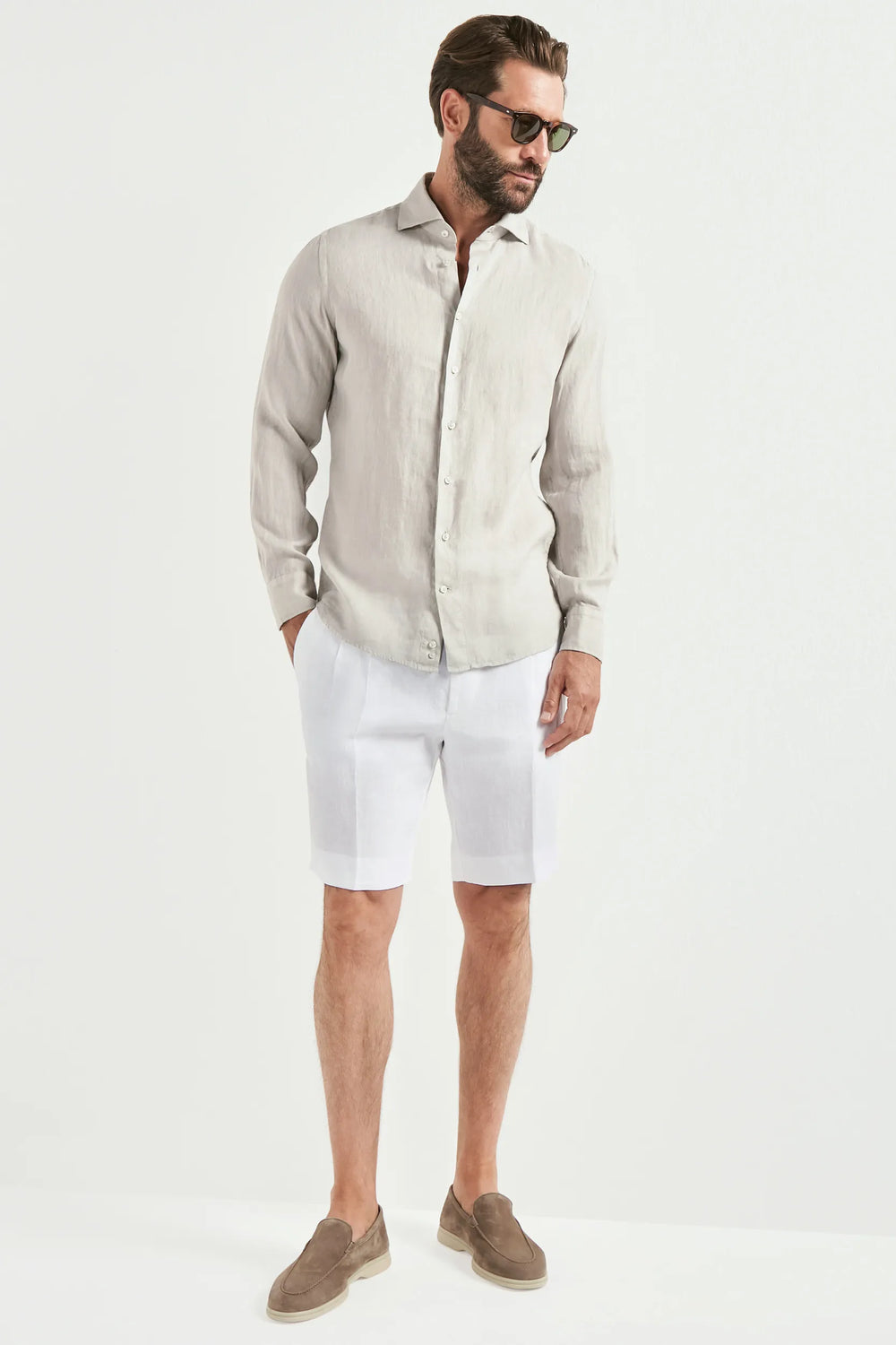 light stone linen shirt, men's stone linen shirt, italian linen shirt, garment dyed linen shirt, luxury men's shirt, elegant men's shirt, refined linen shirt, tailored stone shirt, premium italian shirt, sophisticated men's summer shirt, timeless italian shirt, upscale men's linen shirt, classic stone linen shirt, italian craftsmanship shirt, premium men's linen shirt, refined italian linen shirt