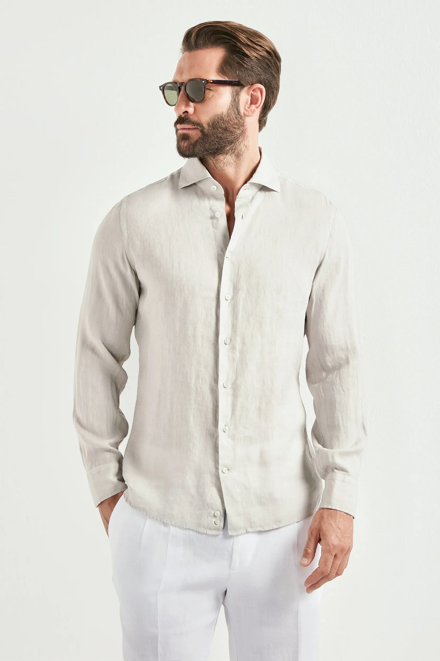 light stone linen shirt, men's stone linen shirt, italian linen shirt, garment dyed linen shirt, luxury men's shirt, elegant men's shirt, refined linen shirt, tailored stone shirt, premium italian shirt, sophisticated men's summer shirt, timeless italian shirt, upscale men's linen shirt, classic stone linen shirt, italian craftsmanship shirt, premium men's linen shirt, refined italian linen shirt