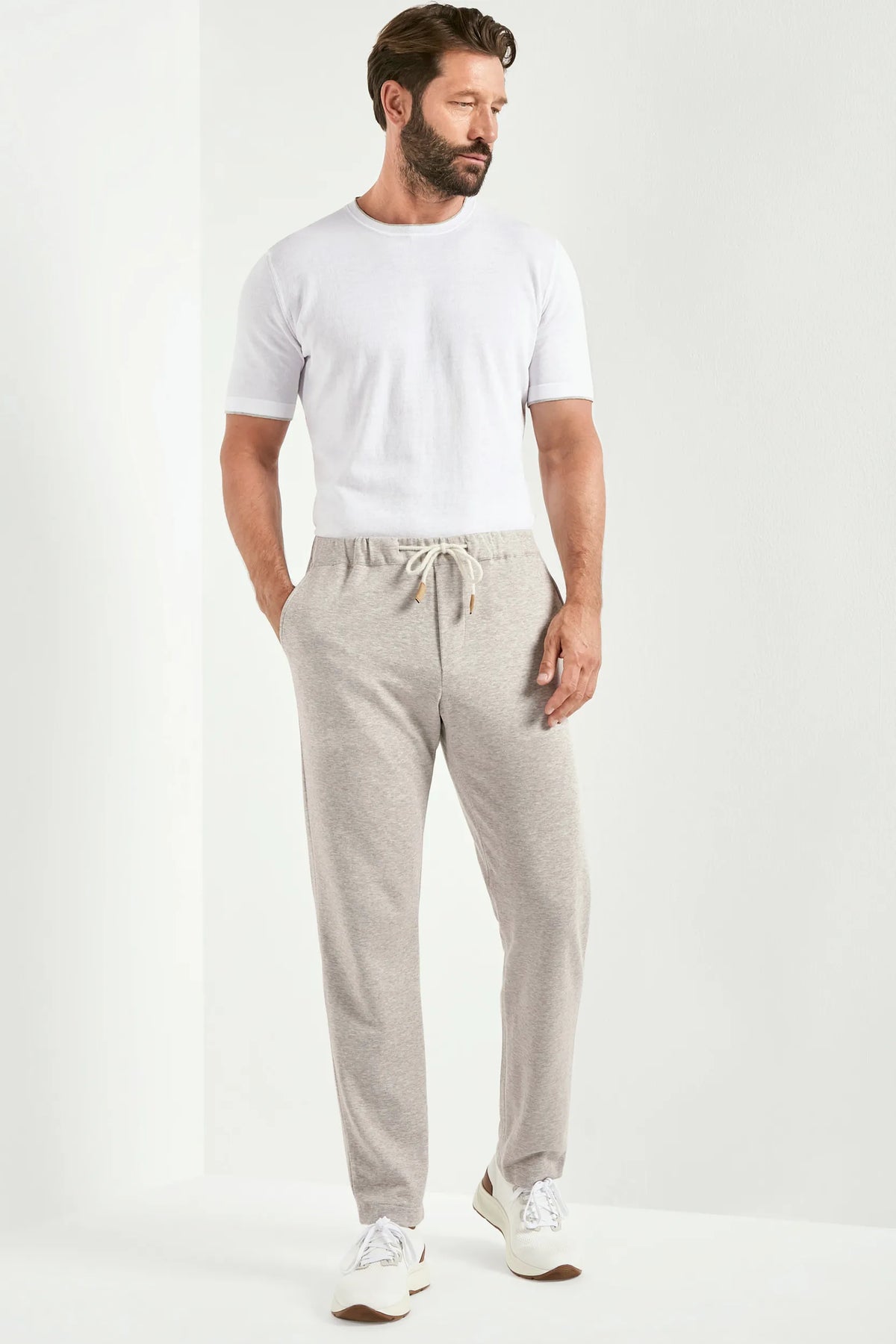 Pantalon de jogging en jersey taupe clair - Made in Italy