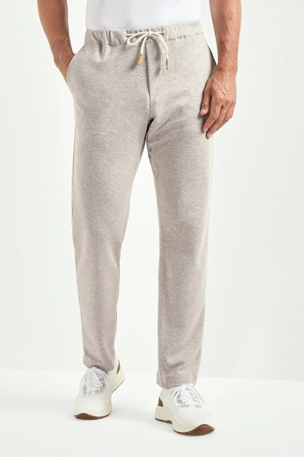 Light taupe jersey jogger pants - Made in Italy