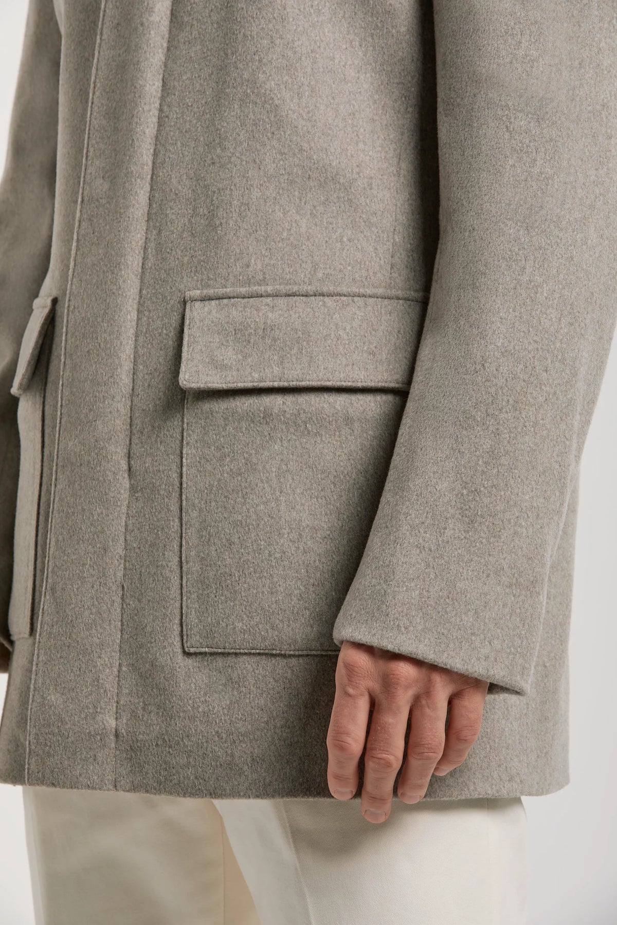 men pini parma light taupe coat made in italy with removable mink collar and loro piana fabric 