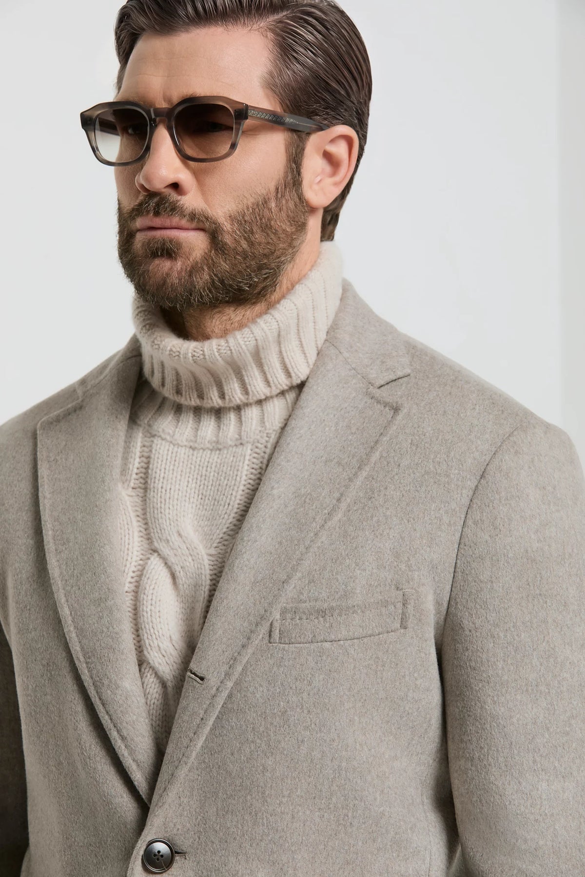 Pini Parma Made in Italy men fashion light taupe overcoat wool