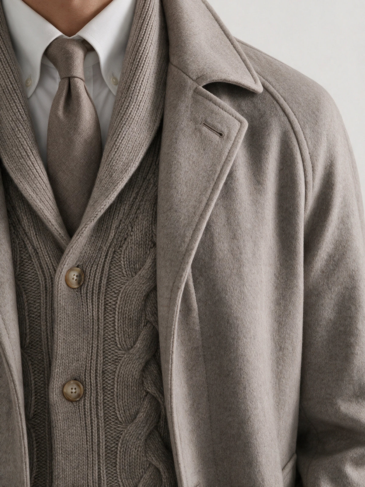 Light taupe raglan coat - Made in Italy