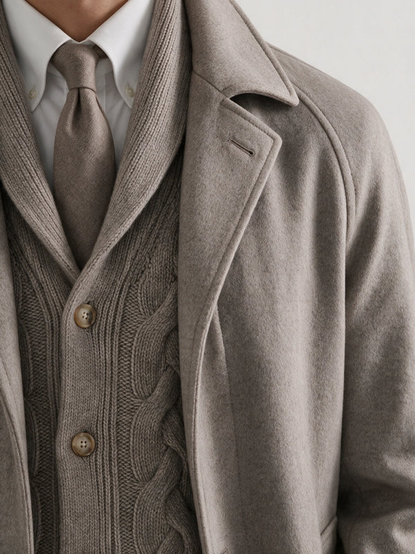 Light taupe raglan coat - Made in Italy