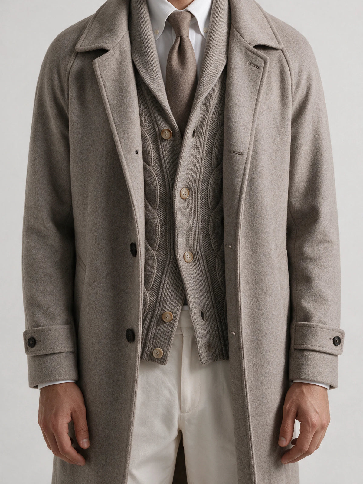 Light taupe raglan coat - Made in Italy