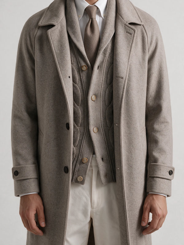 Light taupe raglan coat - Made in Italy