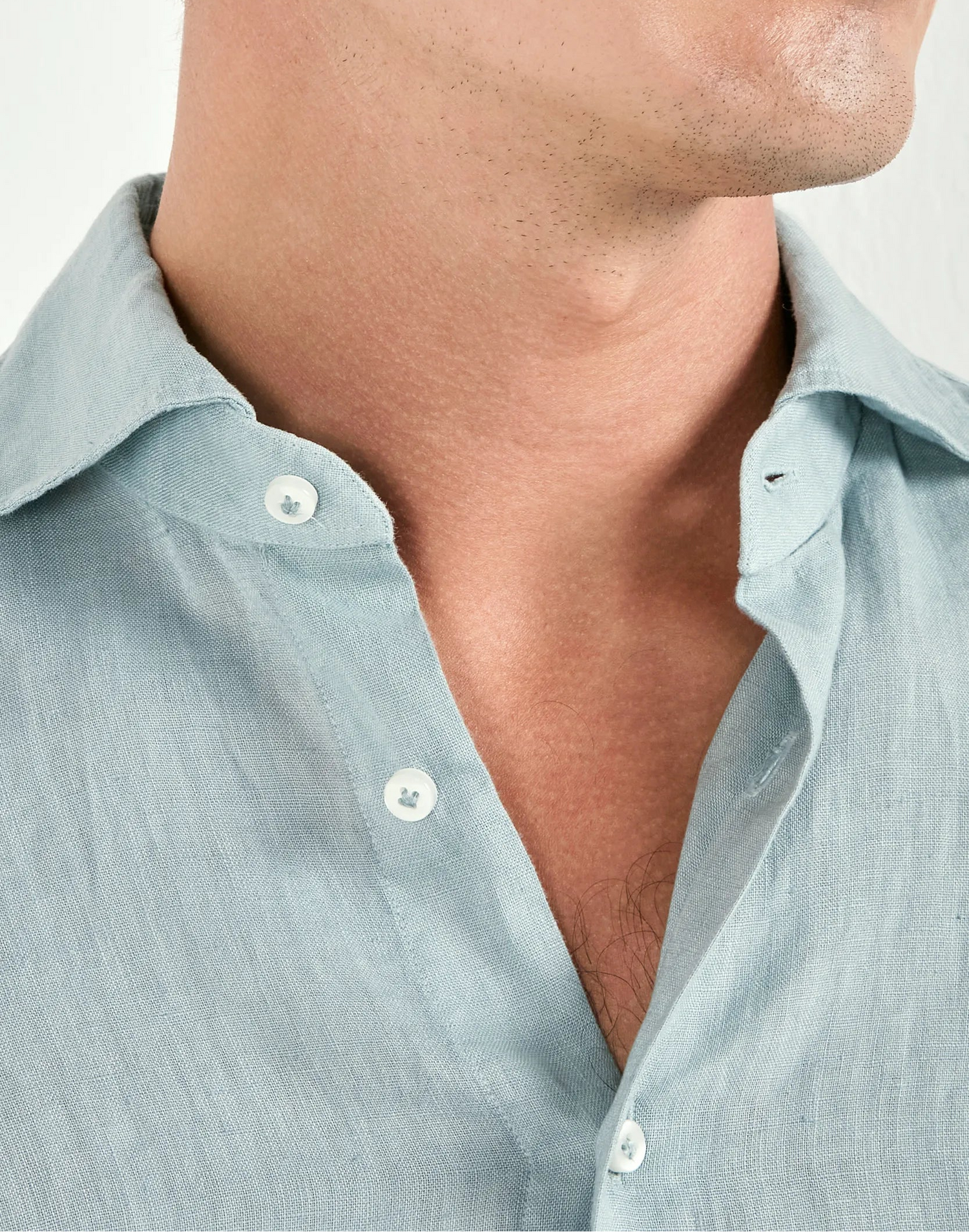 Pini Parma men made in italy light teal garment dyed linen shirt