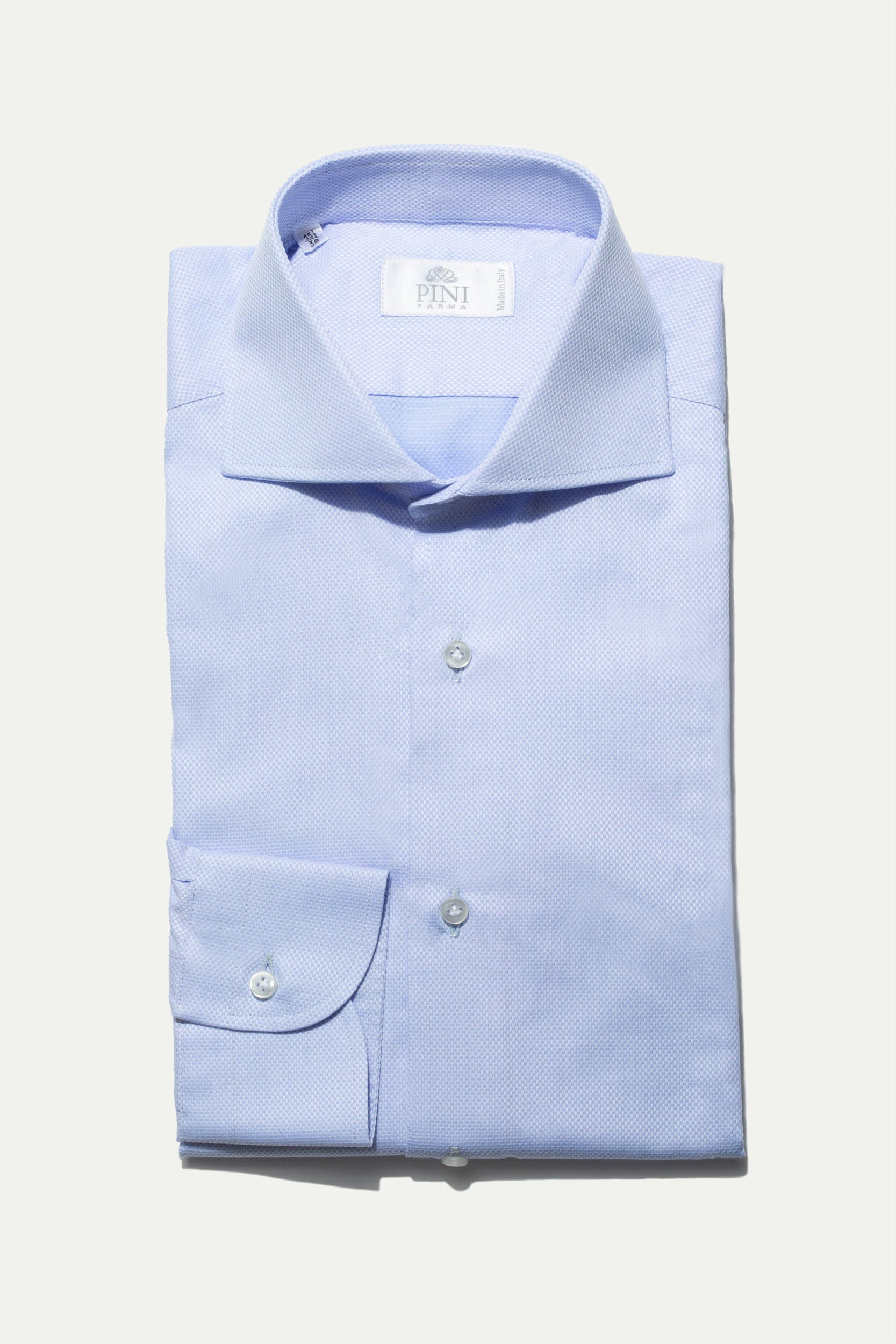 Chemise micro fantaisie bleu clair - Made In Italy