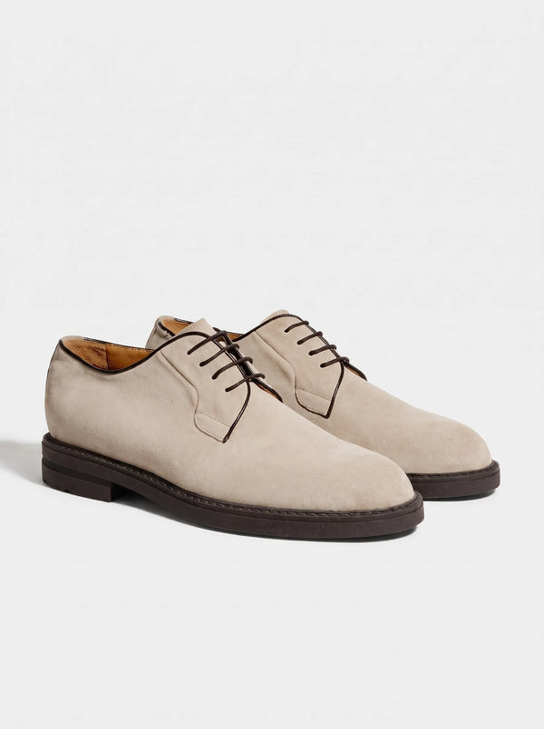 Beige suede derby - Made in Italy