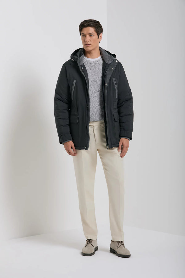 Pini Parma made in Italy men midnight blue technical parka outwear 
