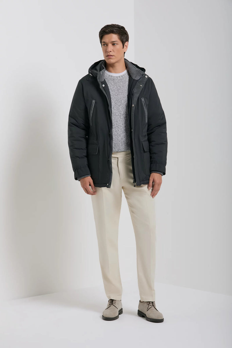 Pini Parma made in Italy men midnight blue technical parka outwear 