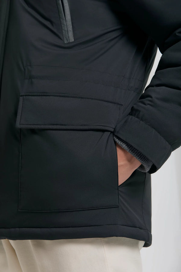Pini Parma made in Italy men midnight blue technical parka outwear 