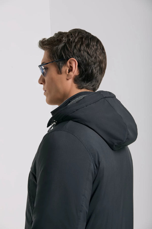 Pini Parma made in Italy men midnight blue technical parka outwear 