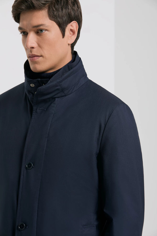 Pini Parma Made in Italy men navy blue raincoat outwear