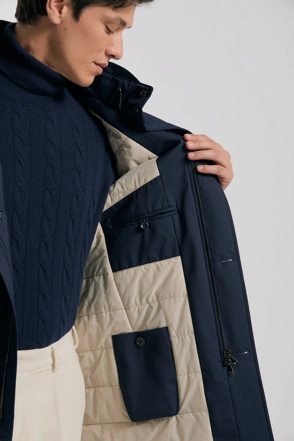 Pini Parma Made in Italy men navy blue raincoat outwear