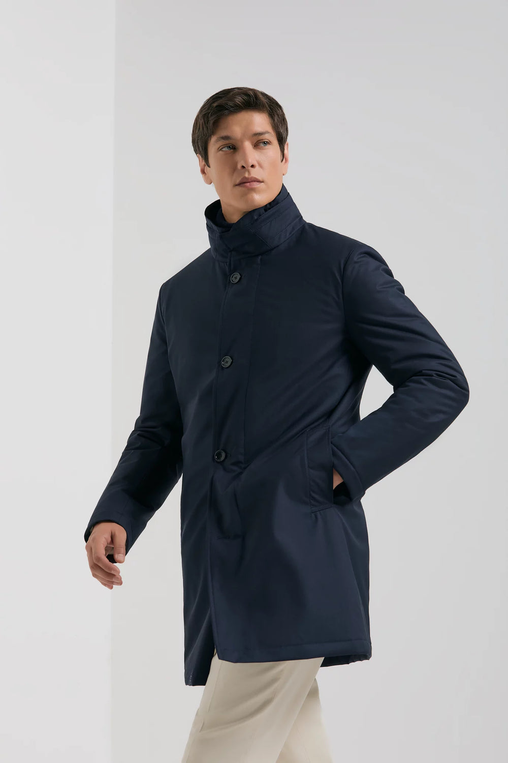 Pini Parma Made in Italy men navy blue raincoat outwear
