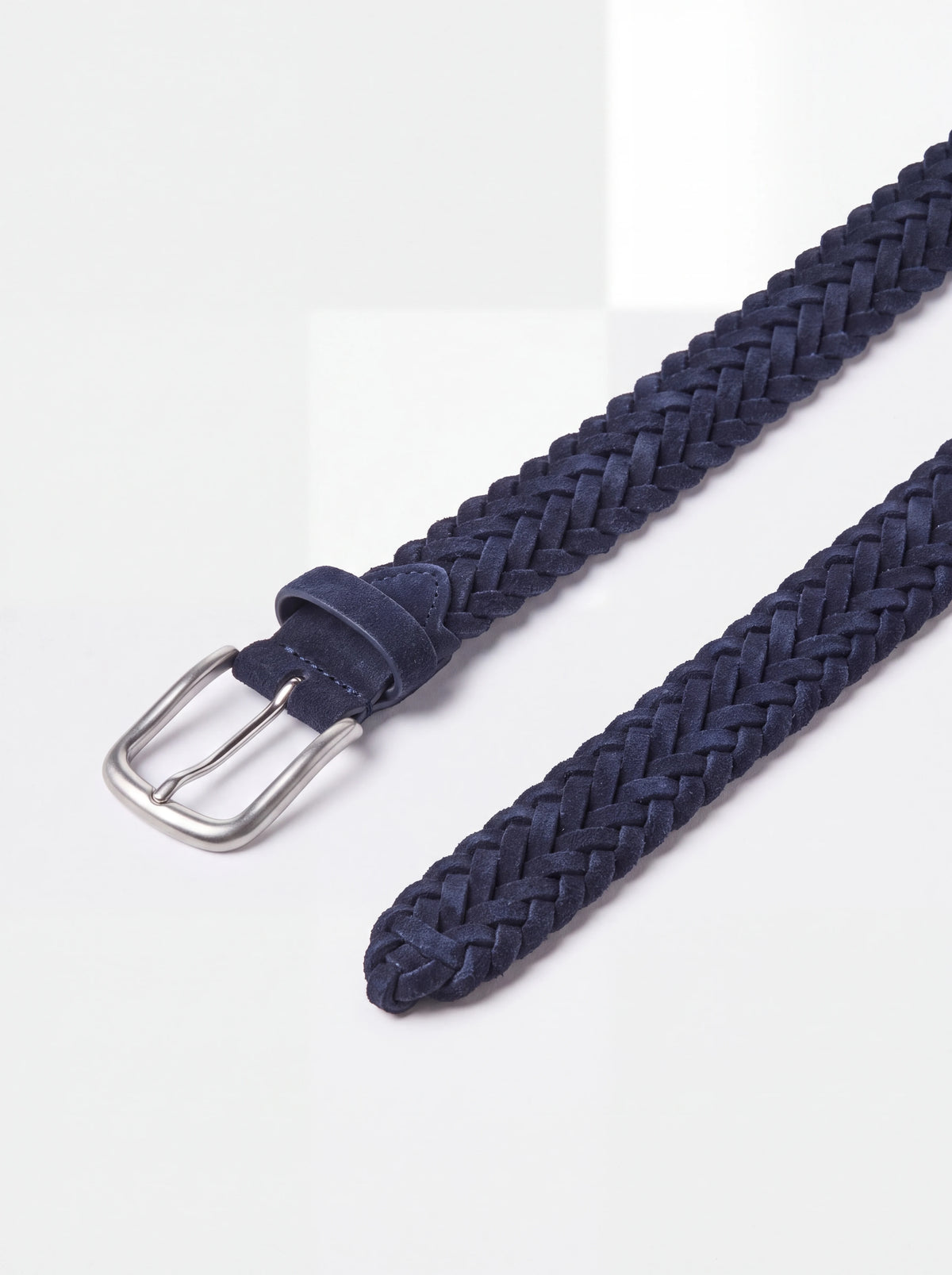 men pini parma blue braided suede belt made in italy in nabuk leather 