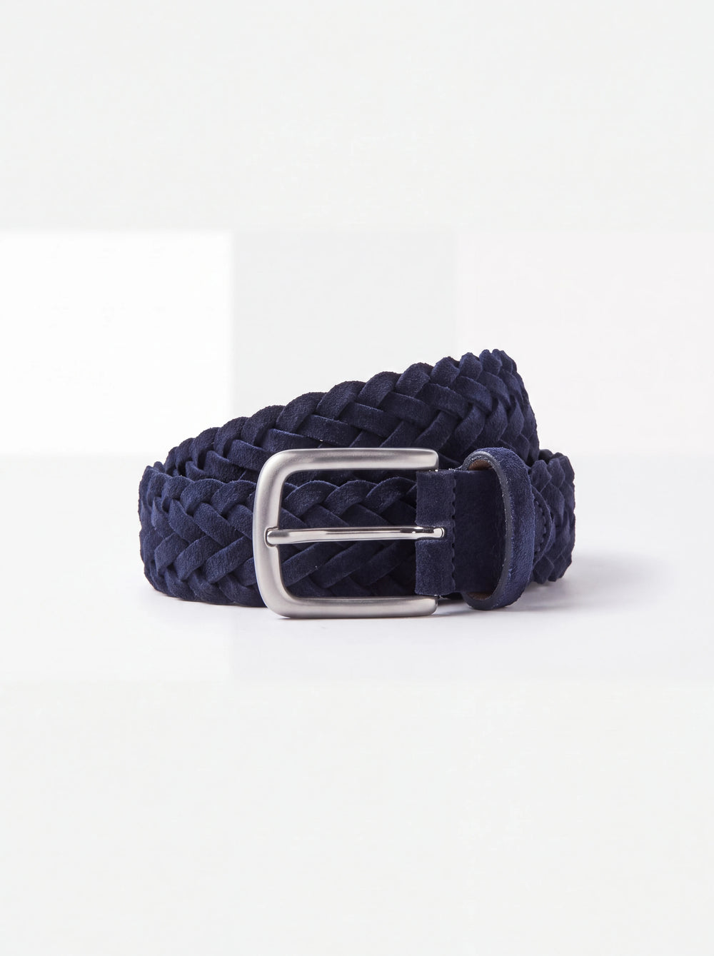 men pini parma blue braided suede belt made in italy in nabuk leather 