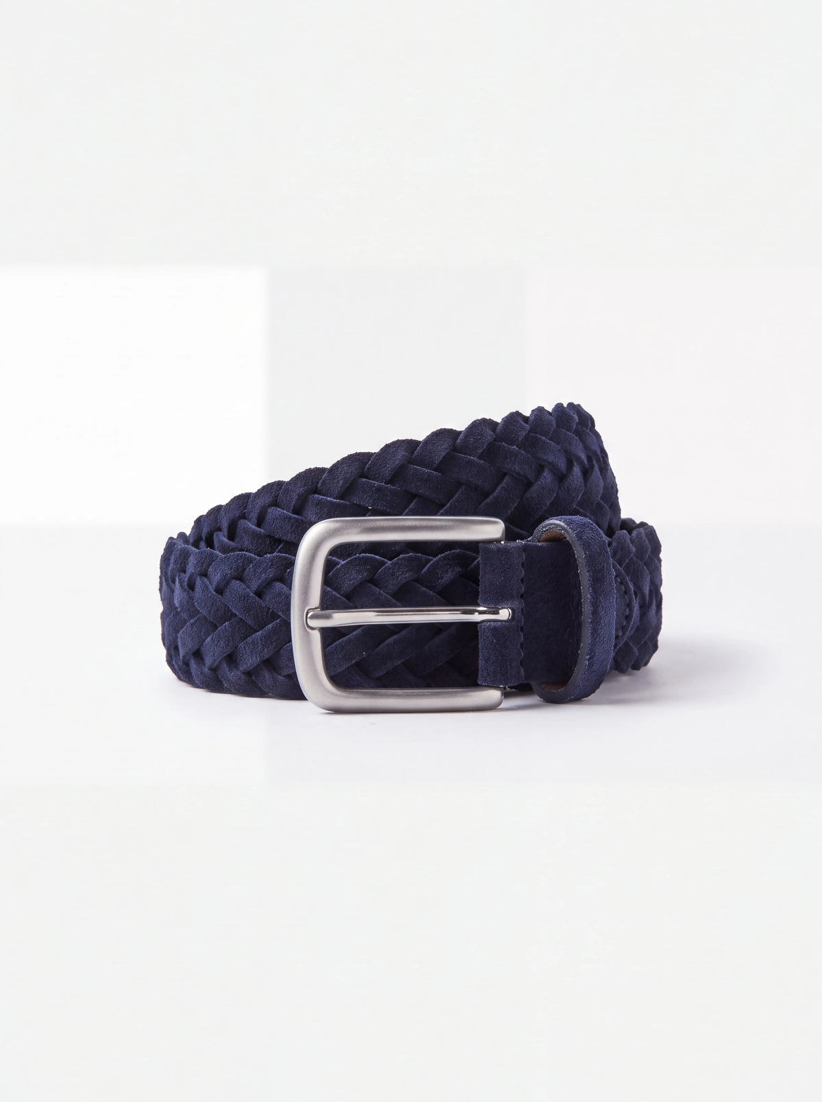 men pini parma blue braided suede belt made in italy in nabuk leather 
