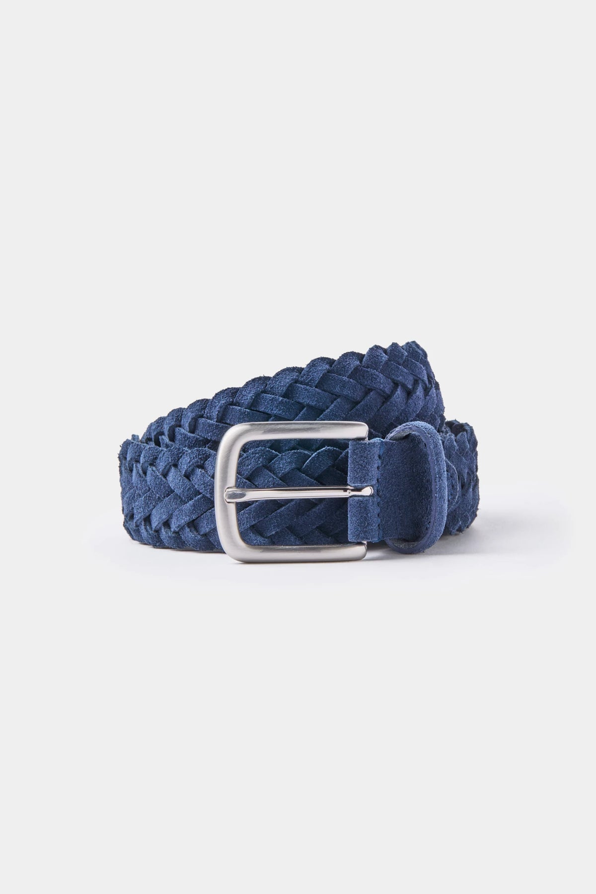 men pini parma blue braided suede belt made in italy in nabuk leather 