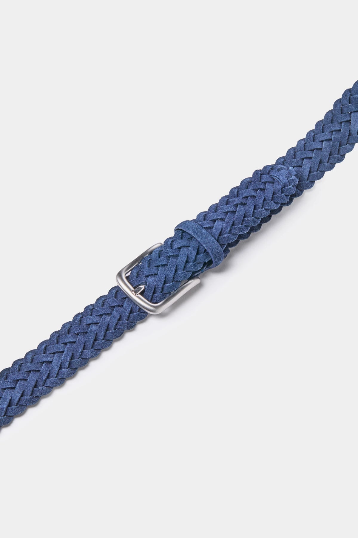 men pini parma blue braided suede belt made in italy in nabuk leather 