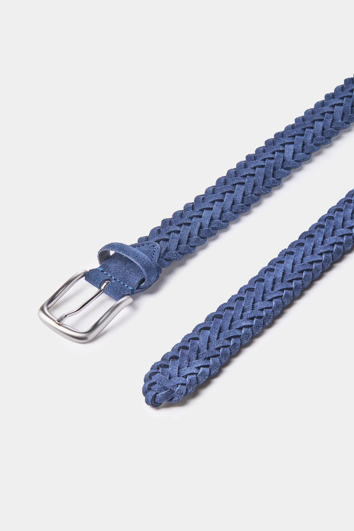men pini parma blue braided suede belt made in italy in nabuk leather 