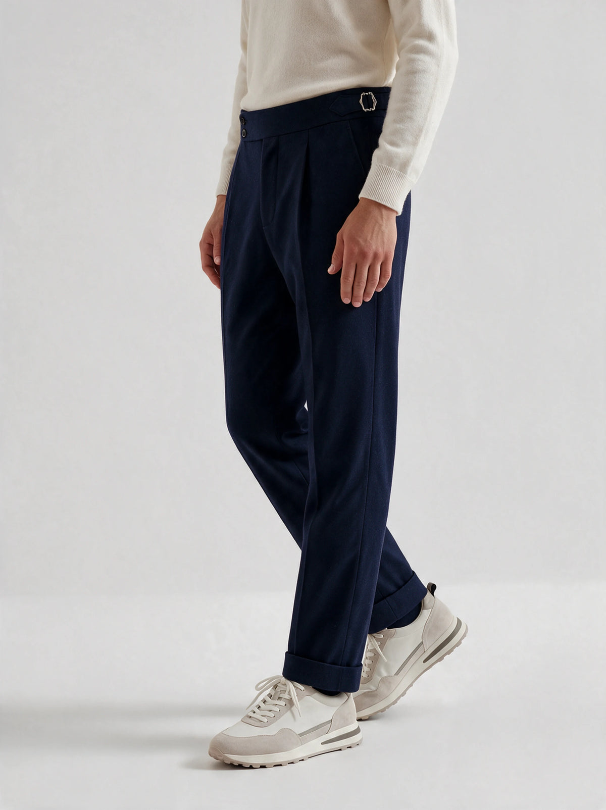Navy blue flannel Soragna trousers - Made in Italy
