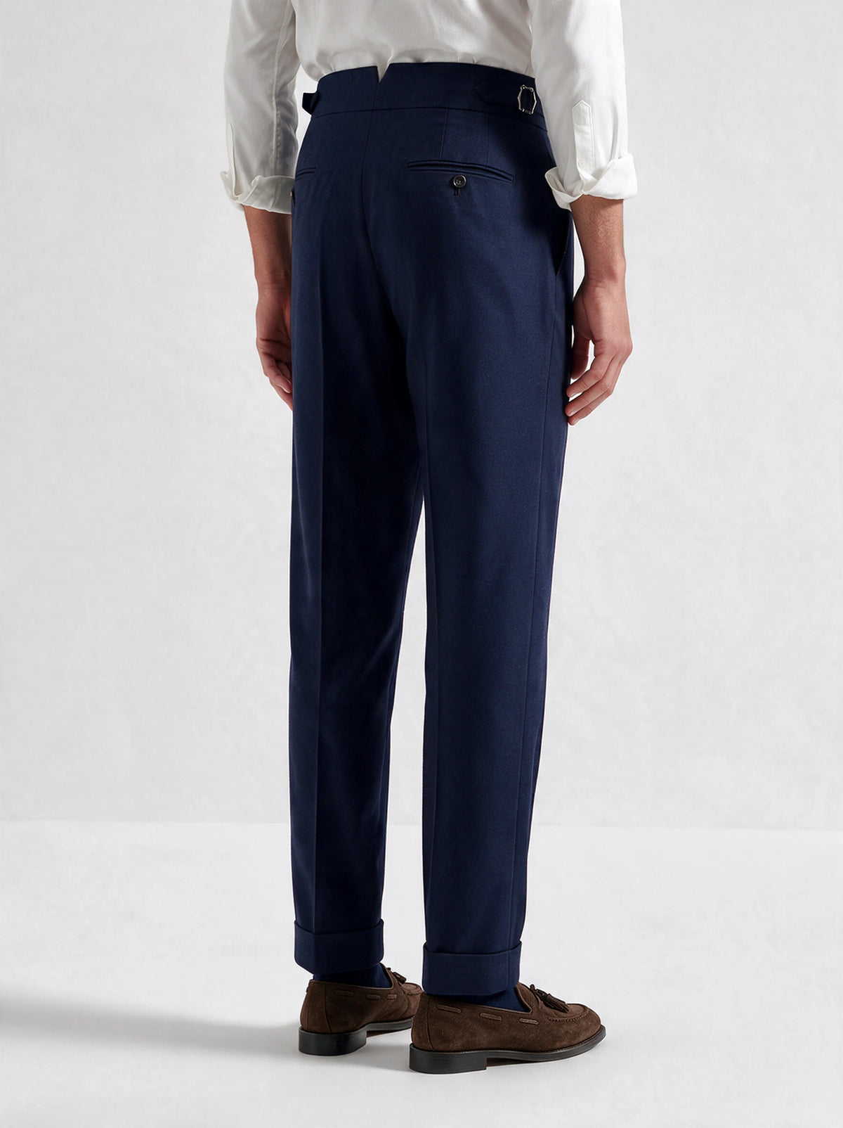 Navy blue flannel Soragna trousers - Made in Italy