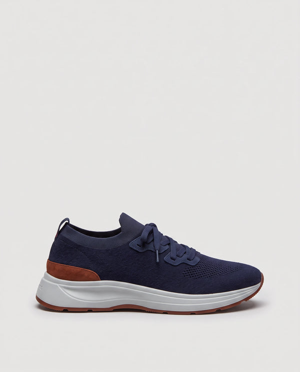 Navy blue knitted sneakers - Made In Italy