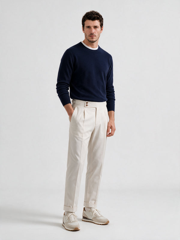 Navy cashmere round neck – Made in Italy
