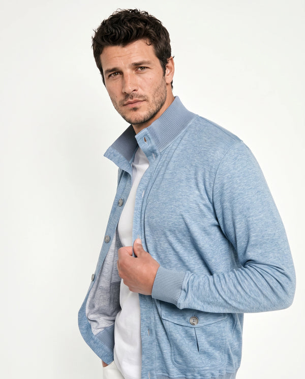 Pini Parma Made in Italy ocean blue jersey cardigan casual