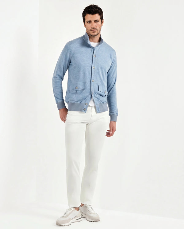 Pini Parma Made in Italy ocean blue jersey cardigan casual