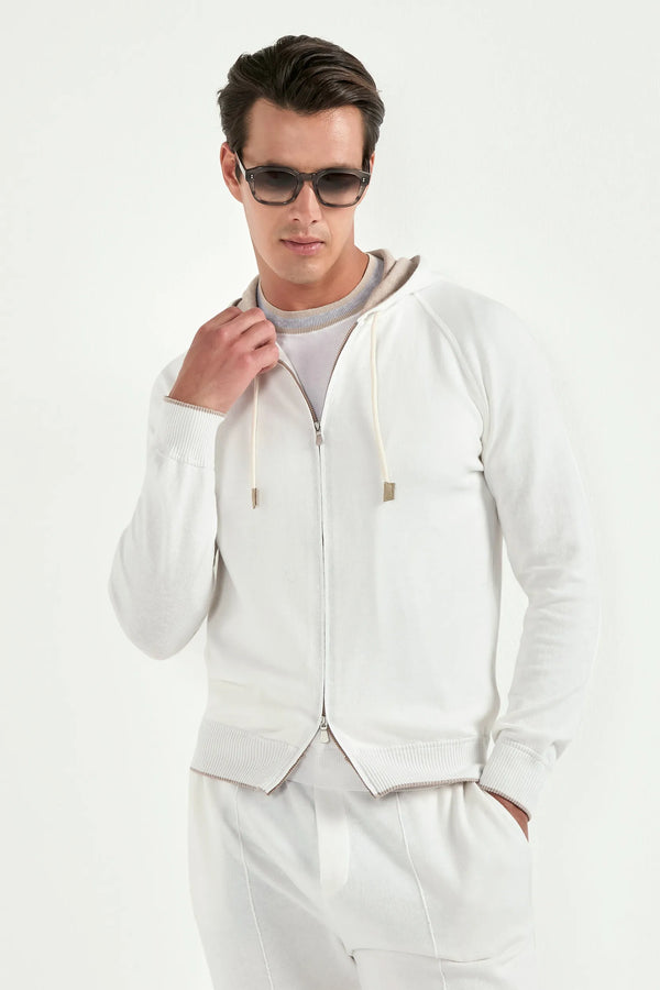 off white cashmere hoodie, men's knit hoodie, italian cashmere hoodie, off white hoodie, luxury men's knitwear, elegant men's hoodie, refined cashmere hoodie, tailored off white hoodie, premium italian hoodie, sophisticated men's knitwear, timeless italian hoodie, upscale men's hoodie, classic off white hoodie, italian craftsmanship hoodie, premium men's cashmere hoodie, refined italian hoodie
