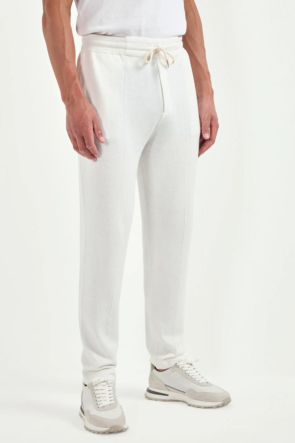 off white jogger pants, men's cashmere joggers, italian cashmere pants, off white knit joggers, luxury men's pants, elegant men's joggers, refined cashmere joggers, tailored off white joggers, premium italian pants, sophisticated men's knit pants, timeless italian joggers, upscale men's cashmere pants, classic off white joggers, italian craftsmanship joggers, premium men's cashmere blend pants, refined italian joggers