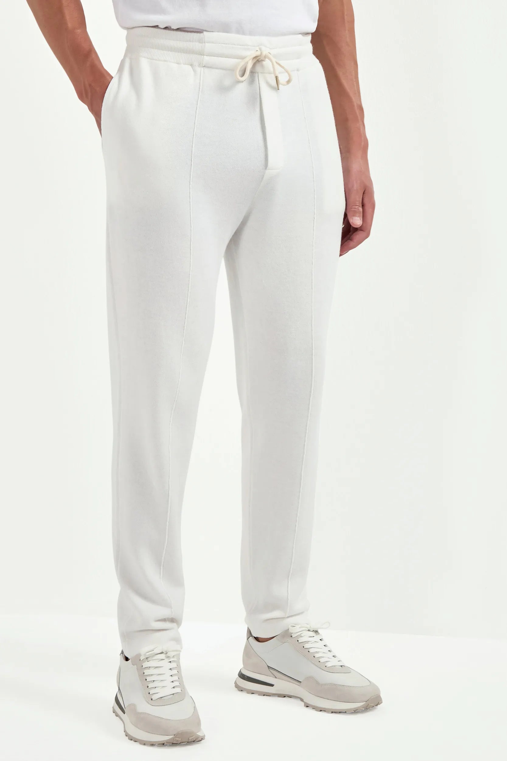 Off-white cashmere blend jogger pants - Made in Italy